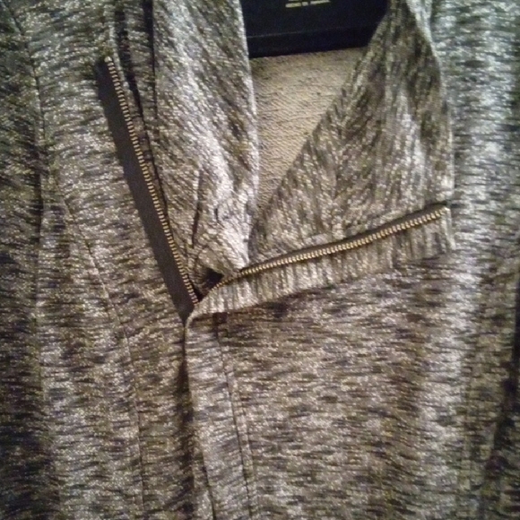 Mens S Bass Gray Zip Up Sweater with Asymmetrical Collar Medium-weight - Picture 3 of 5